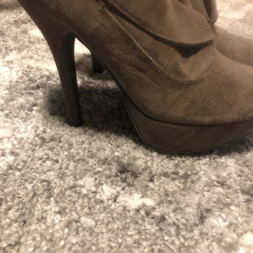 Mossimo Supply Co. Brown Suede Draped High Heel Ankle Booties